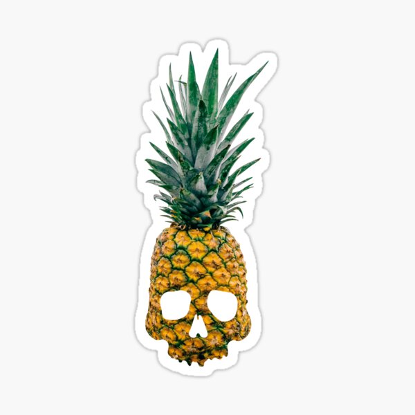 Skullpineapple white Pegatina