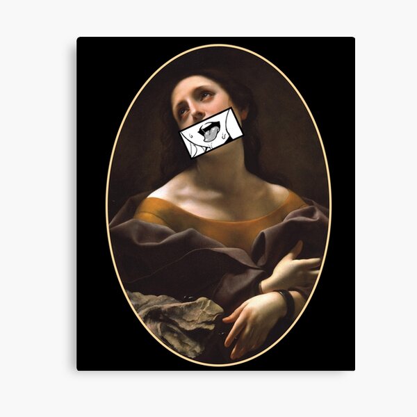 Renaissance Ahegao Classic Art Drooling Anime Girl Canvas Print
