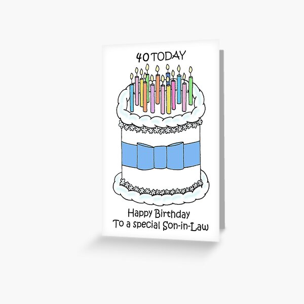 Carte De Vœux Joyeux Anniversaire Maman De Fils Et Gendre Dessin Anime Gateau Par Katetaylor Redbubble