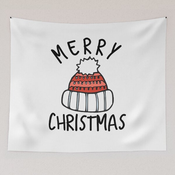 Item preview, Merry christmas black pompom beanie designed and sold by Jenmag.