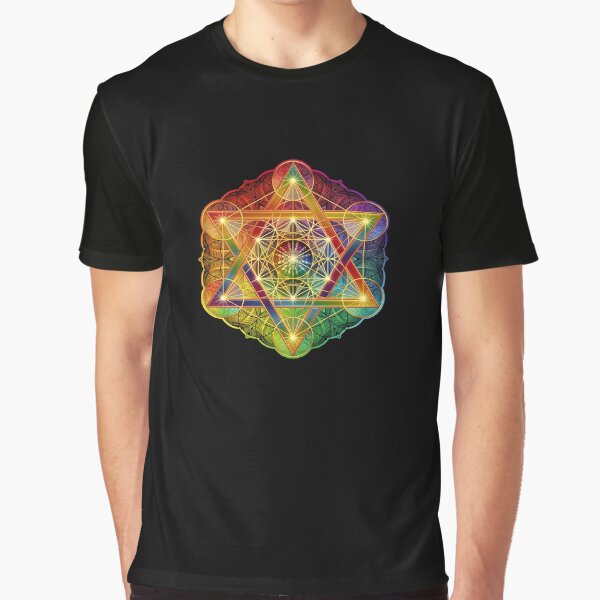 "Metatron's Cube with Merkabah and Flower of Life" Tshirt for Sale by