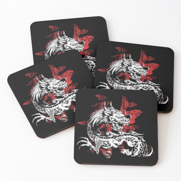Artikelvorschau, Weißer chinesischer Drache mit Drachen-Kanji-Texthintergrund entworfen und verkauft von Ikaroots.