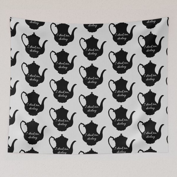 Item preview, Quote 'I drink tea, darling' on a teapot designed and sold by rosemarydrawing.