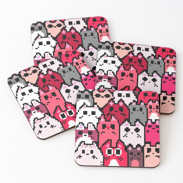 Item preview, Kawaii Cats Pattern Pixel Art (Pink) designed and sold by Neroaida.