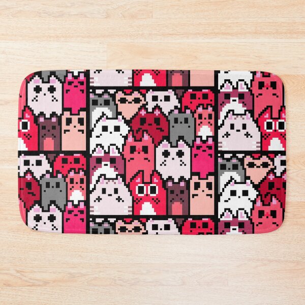 Item preview, Kawaii Cats Pattern Pixel Art (Pink) designed and sold by Neroaida.