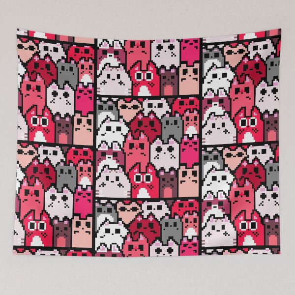 Item preview, Kawaii Cats Pattern Pixel Art (Pink) designed and sold by Neroaida.