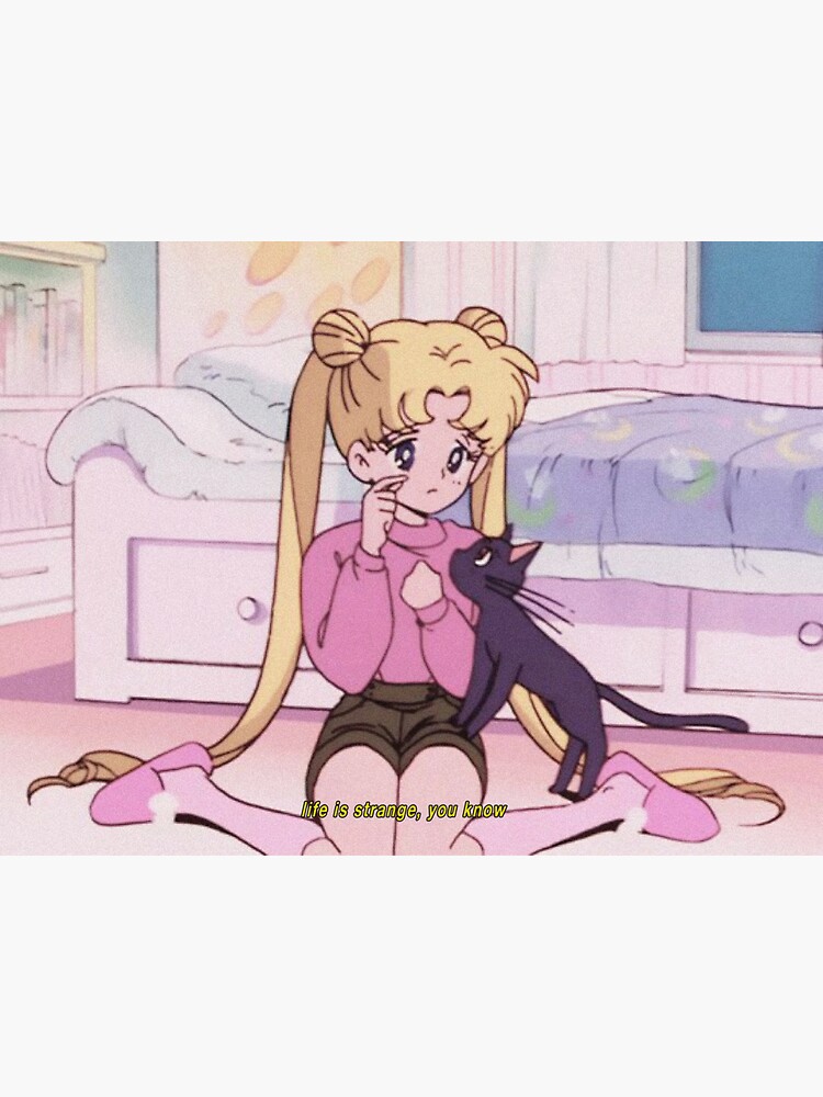 original 90s aesthetic vintage anime quote print sticker by