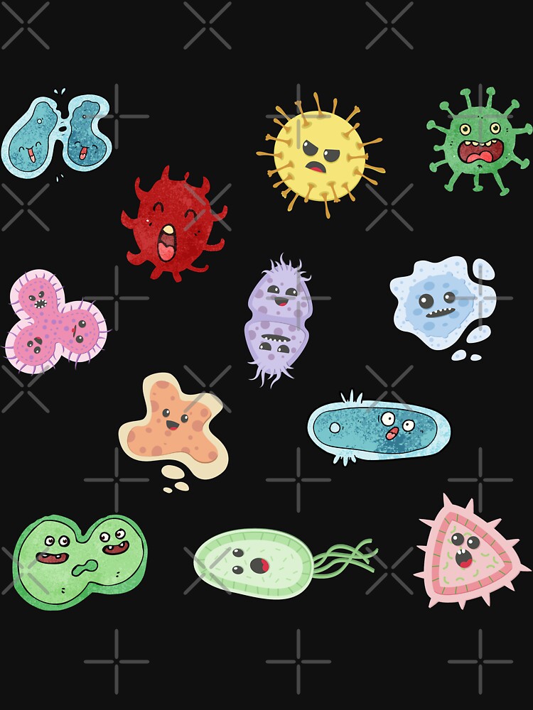 “Cute Microbes Bacteria, Virus, Ecoli MicroBiology Pattern” T-shirt by