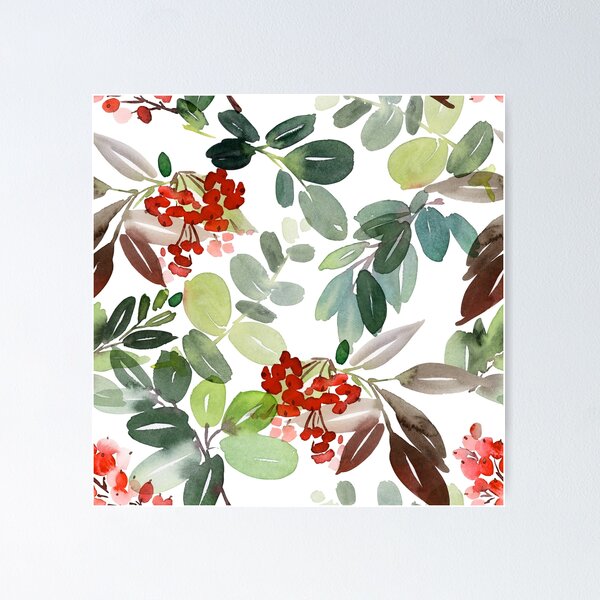 Watercolour Rowan Berries Poster