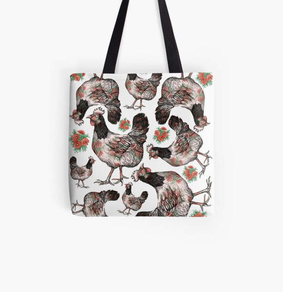 Chicken and Vygies Pattern All Over Print Tote Bag