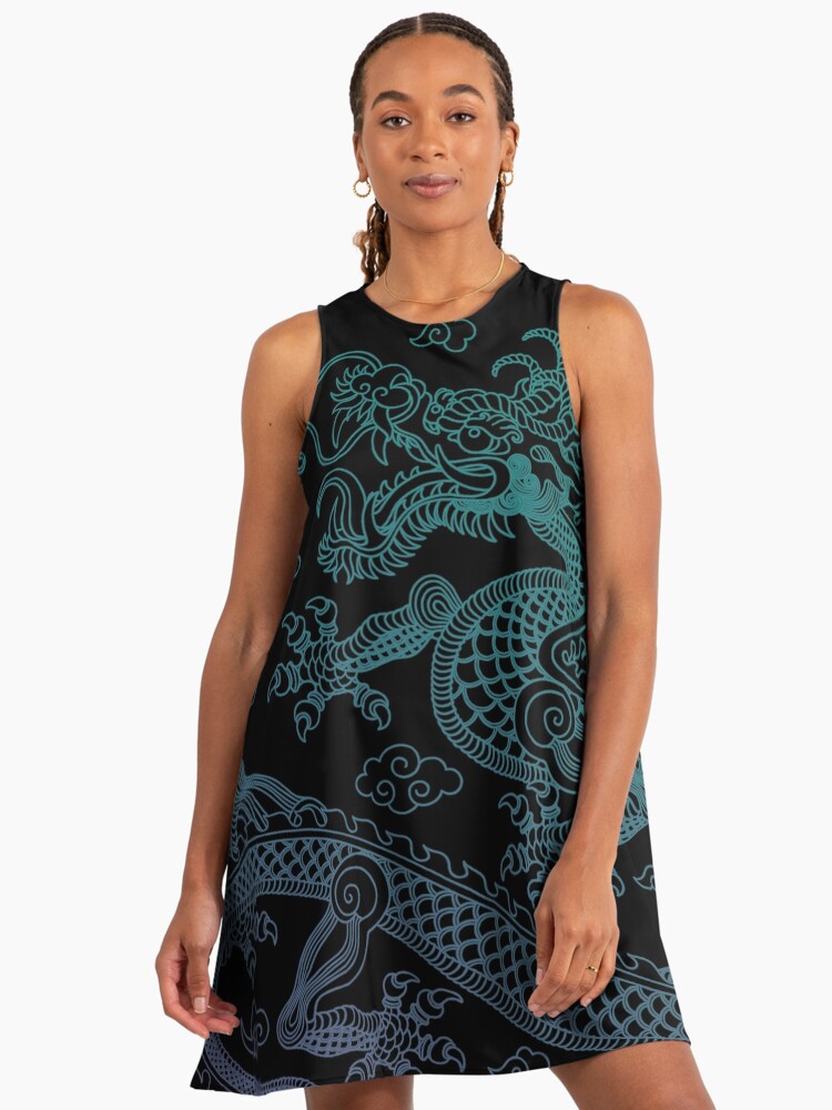 Blue Chinese Dragon" A-Line Dress for Sale by SoccaTamam | Redbubble Blue Chinese Dragon" A-Line Dress for Sale by SoccaTamam | Redbubble
