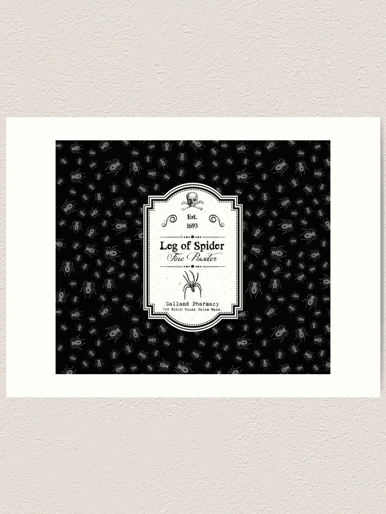 "Spider Leg Potion Label Gothic Occult Halloween" Art Print for Sale by