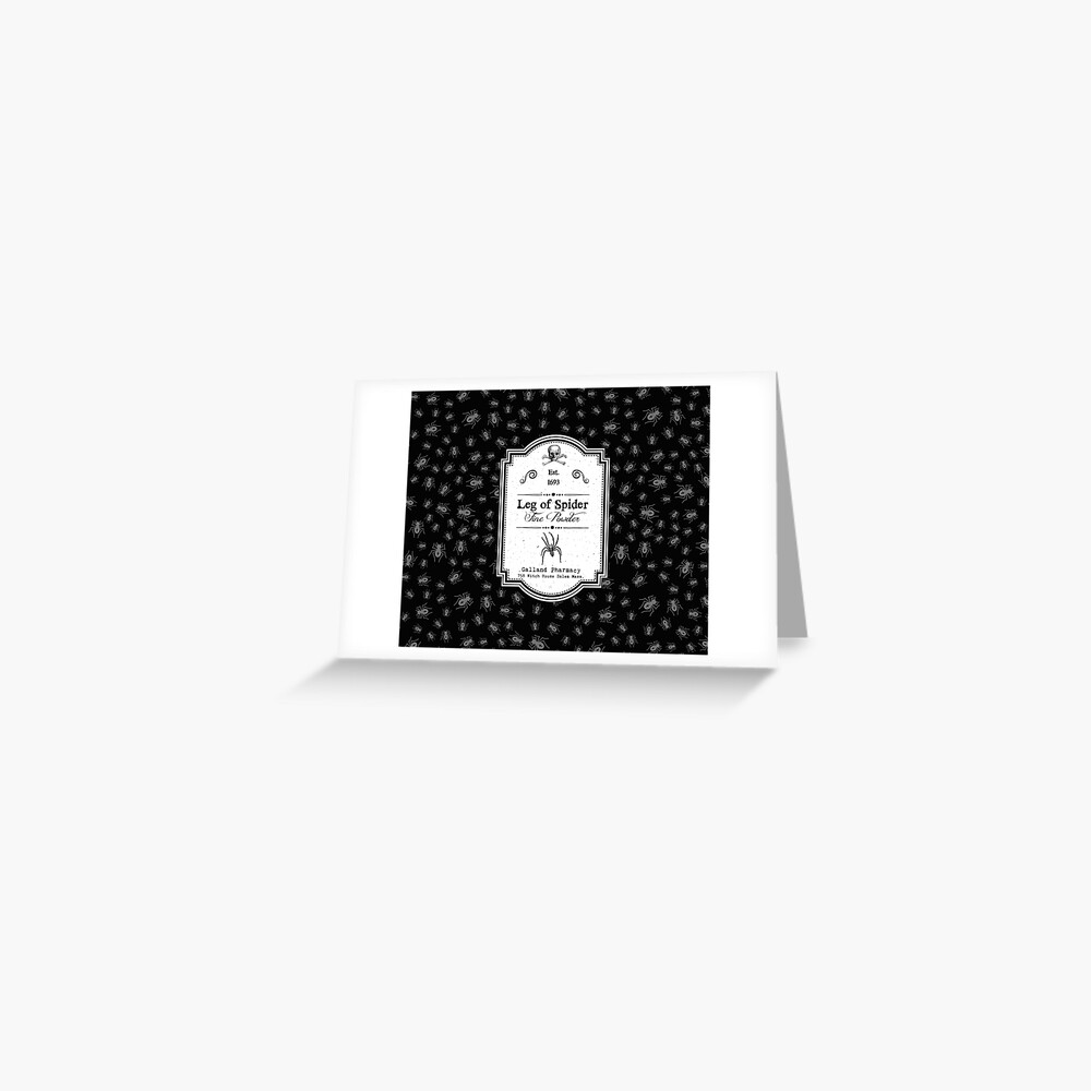 "Spider Leg Potion Label Gothic Occult Halloween" Greeting Card for