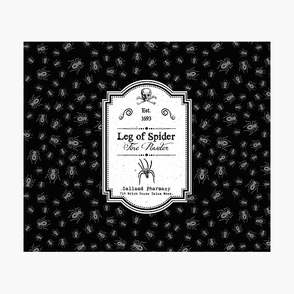 "Spider Leg Potion Label Gothic Occult Halloween" Photographic Print