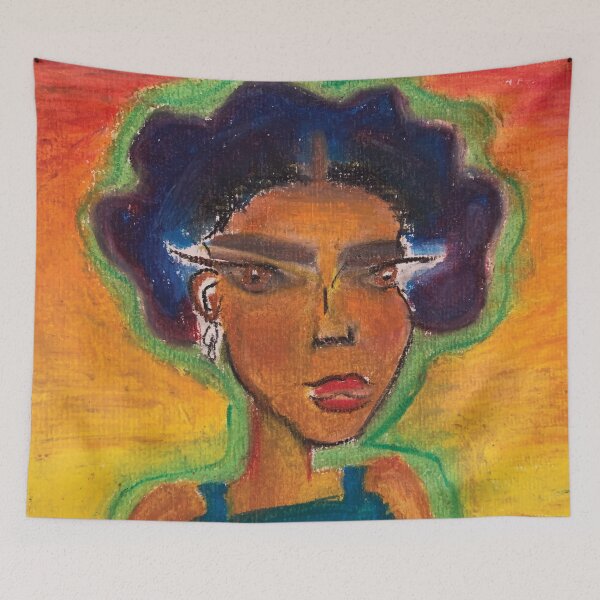 Item preview, Girl looking into distance (oil pastel) designed and sold by hibiscus-.