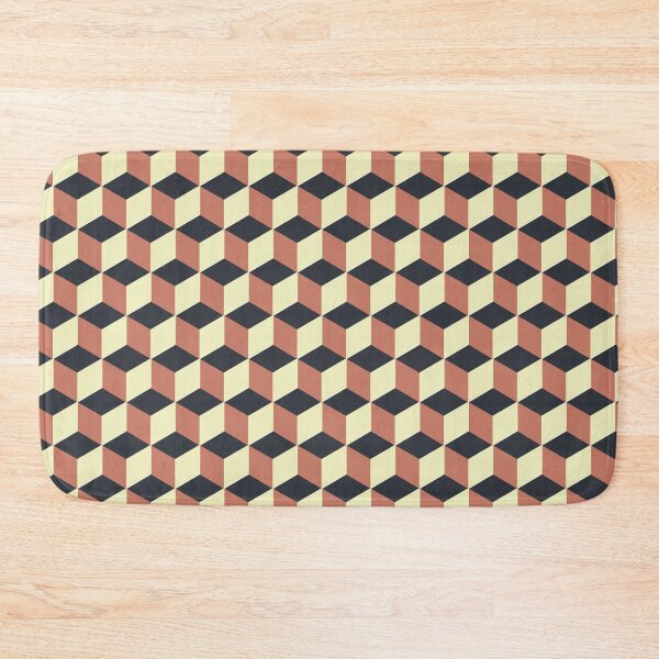 Item preview, Navy blue, pink and cream Geometric cube pattern designed and sold by VioletStudio.