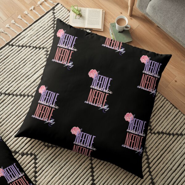 Needle inked skin, Needle earned living Floor Pillow