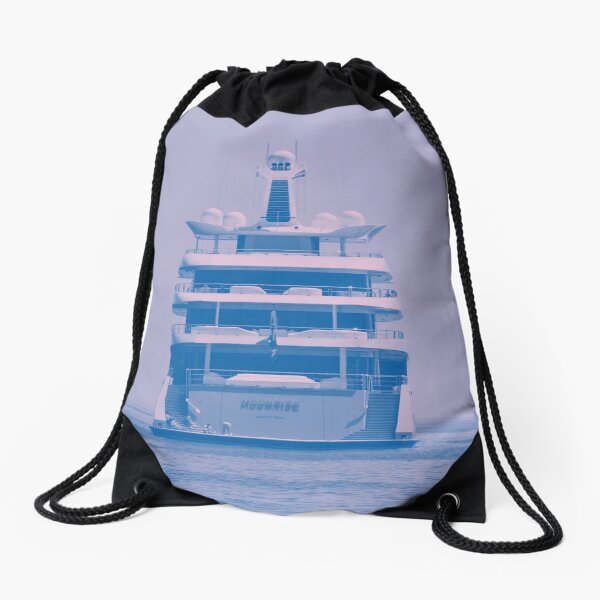 Mega Yacht into the Blue Drawstring Bag