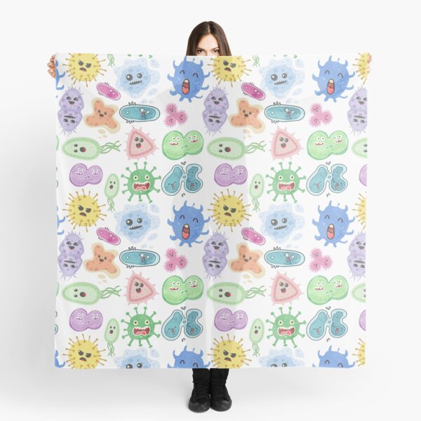 Cute Microbes Bacteria, Virus, Ecoli MicroBiology Pattern Scarf