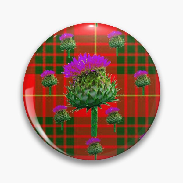 Item preview, PURPLE  SCOTTISH THISTLE FLOWERS ON CAMERON CLAN RED  PLAID ART designed and sold by sharlesart.