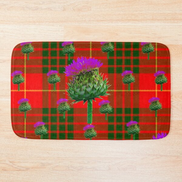 Item preview, PURPLE  SCOTTISH THISTLE FLOWERS ON CAMERON CLAN RED  PLAID ART designed and sold by sharlesart.