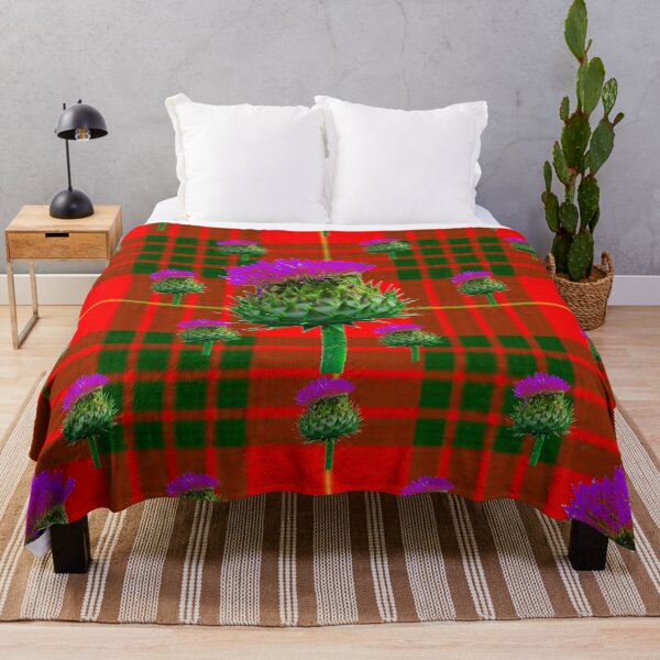 Item preview, PURPLE  SCOTTISH THISTLE FLOWERS ON CAMERON CLAN RED  PLAID ART designed and sold by sharlesart.