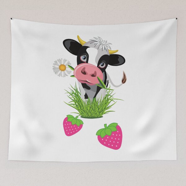 Item preview, Strawberry Cow, Margarita flower and strawberries designed and sold by OneTimeEngineer.