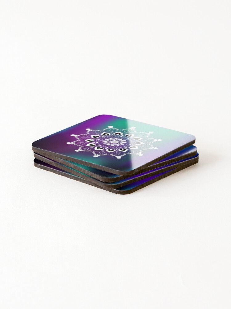 Thumbnail 4 of 5, Coasters (Set of 4), Colorful mandala, Rangoli, pattern designed and sold by DBkaushal.