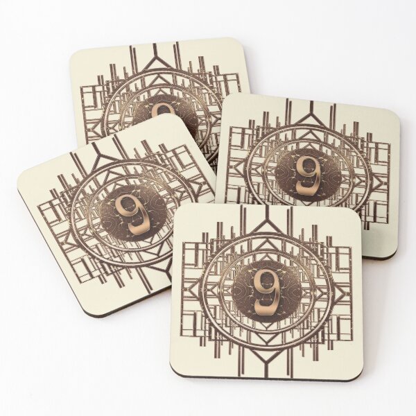 Item preview, Art Deco Number Nine Digit 9 Art Nouveau Vintage Numbers designed and sold by Xarah.