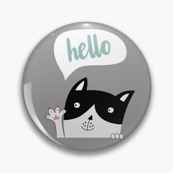 Artikelvorschau, Hallo - Waving Black and White Kitty entworfen und verkauft von cgroenewald.