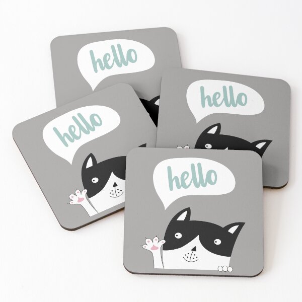 Item preview, Hello - Waving Black and White Kitty designed and sold by cgroenewald.