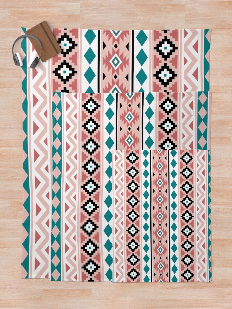 Aztec Essence Pattern IIIb Pinks Teal Black White