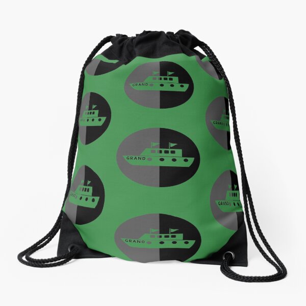 Mega Yacht GRAND Black Drawstring Bag