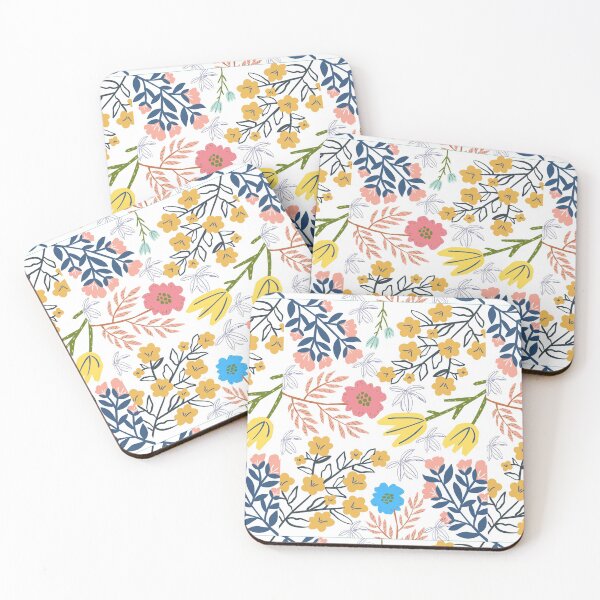 Item preview, White pastel vintage summer flowers pattern gift design designed and sold by Michael Schmidt.