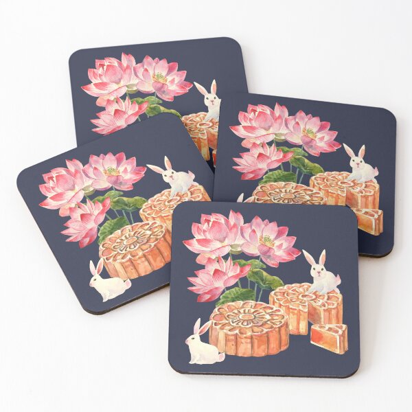 Item preview,  Mid-Autumn Festival Mooncakes with Bunny and Lotus Flowers designed and sold by Alicia Chee.