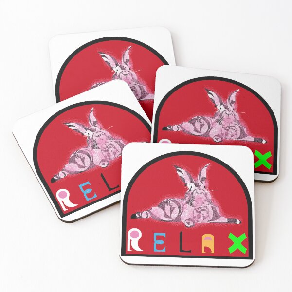 Item preview, “Relax Rabbit” Red v3- funny - nature - geometric - cute - pink - animals designed and sold by BDLVandFriends.