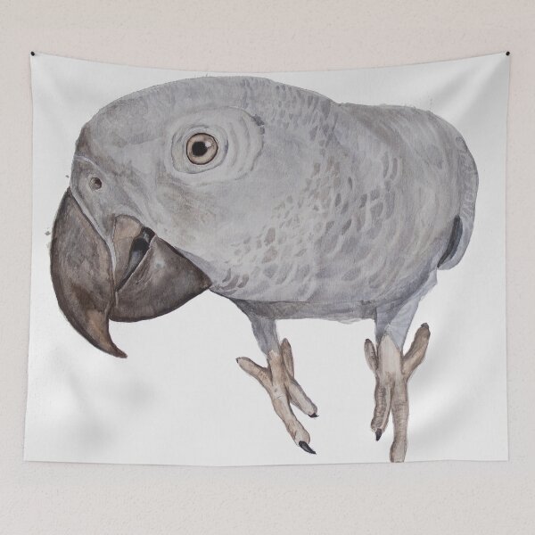 Item preview, African Gray Parrot Tropical Bird Watercolor Art Print designed and sold by L'Atelier Oranjade.