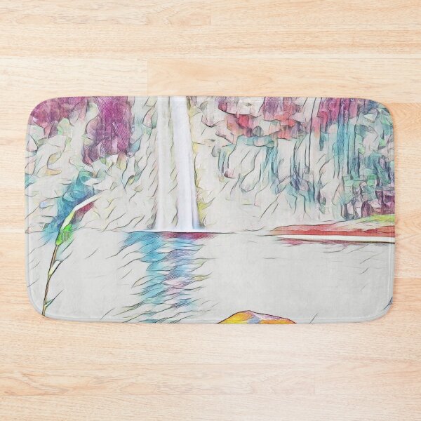 Item preview, Waterfall Lagoon - Serene Tropical Oasis designed and sold by Galathi Designs.