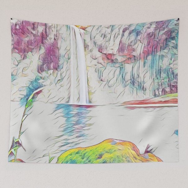 Item preview, Waterfall Lagoon - Serene Tropical Oasis designed and sold by Galathi Designs.