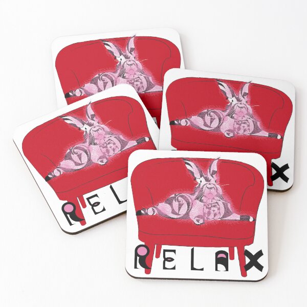 Item preview, “Relax Rabbit” Red v5 - funny - nature - geometric - cute - pink - animals designed and sold by BDLVandFriends.