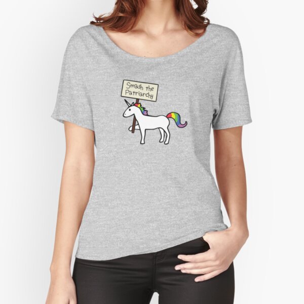 Smash The Patriarchy (White Unicorn) Relaxed Fit T-Shirt