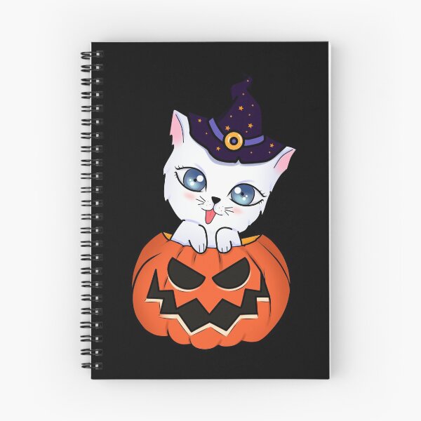Item preview, Lindo gato blanco con un sombrero de bruja dentro de una calabaza para Halloween designed and sold by ButterflyX.