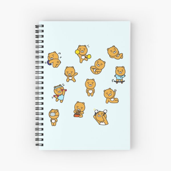 Cute Kawaii Notebook With Tiny Face Bear Popcorn Cartoon Design Print  Spiral Kawaii Notebook for Students Teachers Travelers Kawaii Animals 