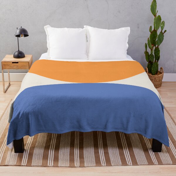 Navy and orange online throw blanket