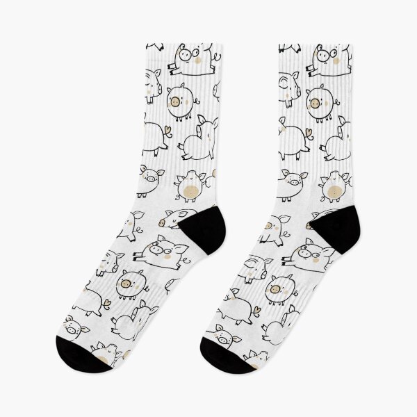 Item preview, Cute little hand drawn pigs with hats and ballons - for farm pig lovers - Adorable animal pattern, pig motif - White designed and sold by PattyTheGecko.