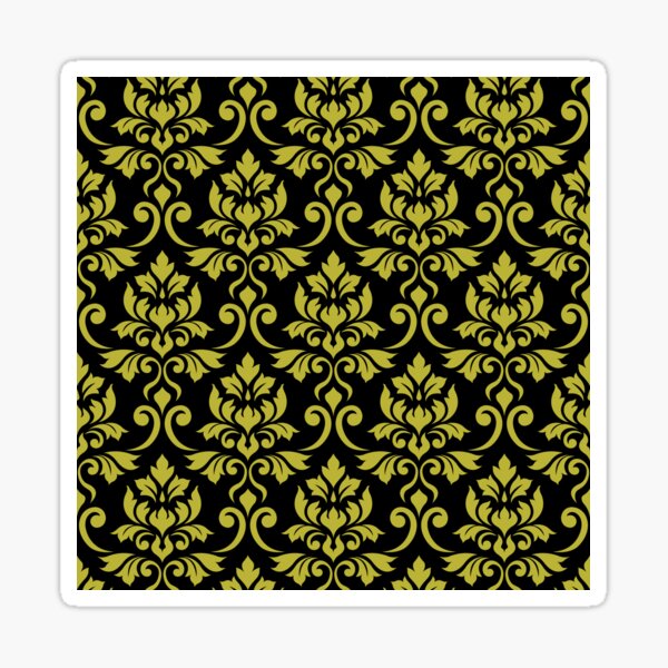 Feuille Damask Pattern Gold on Black Sticker