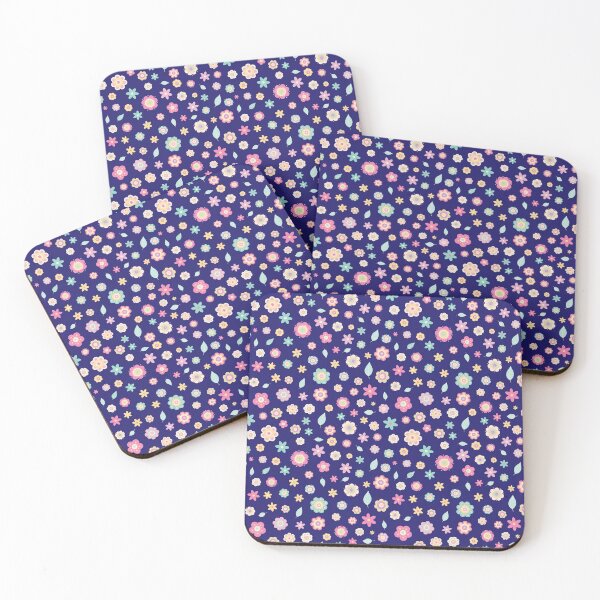 Item preview, Cute Flowers - Floral graphic - Spring Aesthetic flowers pattern - Dark Blue designed and sold by PattyTheGecko.