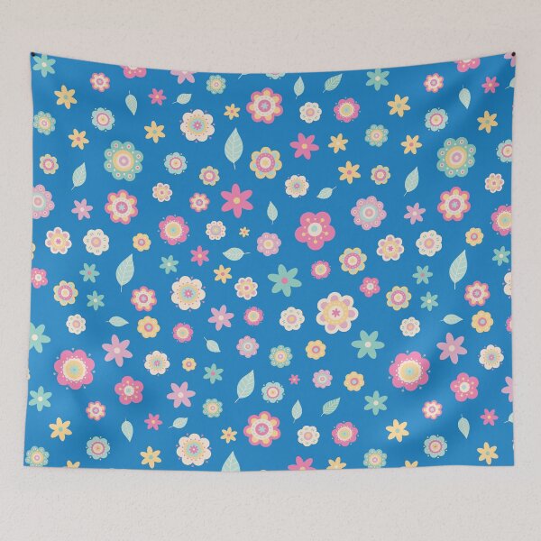 Item preview, Cute Flowers - Floral graphic - Spring Aesthetic flowers pattern - Blue designed and sold by PattyTheGecko.