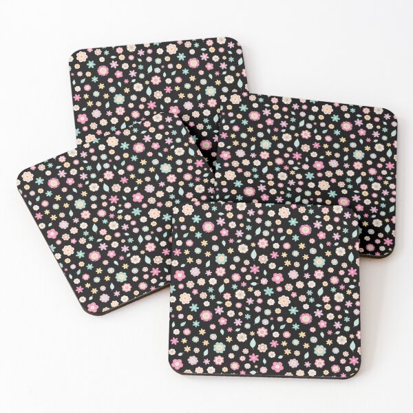 Item preview, Cute Flowers - Floral graphic - Spring Aesthetic flowers pattern - Black designed and sold by PattyTheGecko.