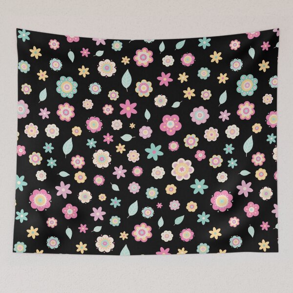 Item preview, Cute Flowers - Floral graphic - Spring Aesthetic flowers pattern - Black designed and sold by PattyTheGecko.